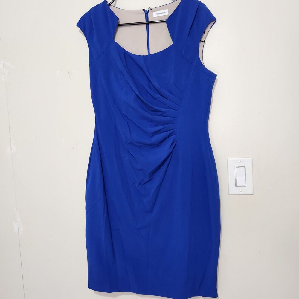 Calvin Klein Dress Size Medium Blue Sleeveless Full Zip